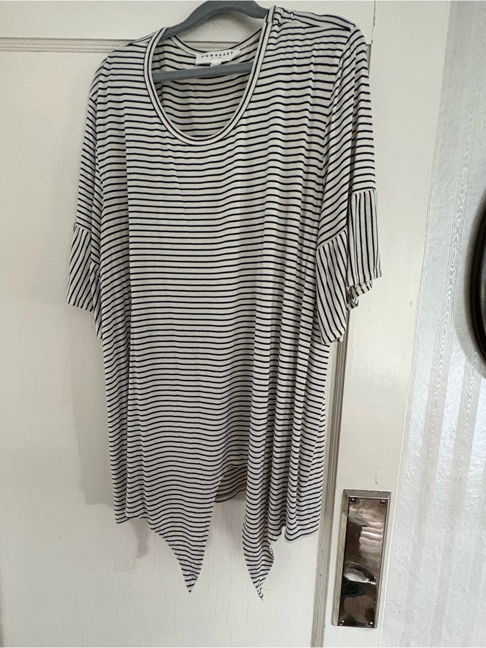 White & Black Striped Short Sleeve Tunic Top by Nordstrom